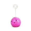 Pink disco ball place card holder with glass mirror tiles and spiral metal clip - 5cm Ball With Clip / Magenta Style