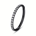 Schwarzer Chirurgenstahl-Klappring mit mikroversetzten Zirkonia-Steinen besetzt - Schwarz Micro-pave Stil (HDGTS0189E-8)