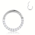 Set di piercing al naso in acciaio chirurgico 316L con zirconi cubici color argento - 1.2x8mm / Stile Pave Argento (HDGTS0189E-8)