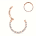 Anello a segmento in oro rosa con opale e zirconi, mostrato sia aperto che chiuso - 1.2x8mm / Stile Pave Oro Rosa (HDGTS0189E-8)