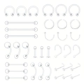 Set piercing corpo in acrilico trasparente con anelli naso, ombelico e labret invisibili - Mix di Piercing A / 36 Pezzi / Trasparente