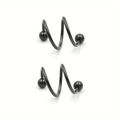 Paire de piercings spirales en acier inoxydable noir avec boules pour lèvre et oreille - 8mm / Noir