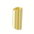 Macro view of polished golden stainless steel ear cuff with a smooth mirror finish - Gold