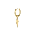 Polished gold stainless steel hoop earring featuring a minimalist spike cone pendant - Gold