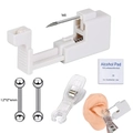 16G roestvrijstalen tongpiercingset met wit piercingpistool en halter-sieraden - Tongpiercing set (5 stuks)