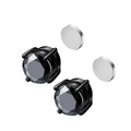 Black cubic zirconia magnetic stud earrings with silver backings for non-pierced ears - Black Tone With Black Zirconia