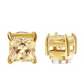 Square champagne zircon magnetic stud earrings with gold-plated four-claw setting - Square Gold Color Gold Zirconia