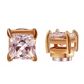 Rose gold magnetic square cubic zirconia stud earring with four-prong setting - Square Rose Gold Color Rose Gold Zirconia