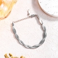 Zilveren getordeerde touwketing armband met gepolijste afwerking en verstelbare sluiting - Armband Zilver