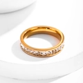 Vergulde roestvrijstalen eternity ring met vierkante zirkonia stenen voor dames - Enkele Rij Stijl (3310)