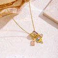 Collier en acier titane doré avec cristal rose et breloques de crème glacée colorées - Style de Glace (81420)