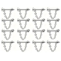 16-piece set of silver stainless steel lip rings with chains, spikes and ball ends - Spike And Ball Multiple Combo Style