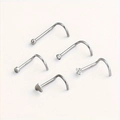 Lot de 5 piercings de nez en acier inoxydable avec cœur, boule et zircons brillants - Argent