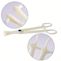 Detail of disposable piercing clamp with locking mechanism and ivory plastic finish - Flat Nose Pliers