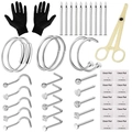 Profi 44-teiliges Edelstahl Nasenpiercing-Set mit Schmuck und Zubehör für Piercings - Umfassendes Piercing-Werkzeug- und Schmuck-Set