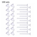 Lot de 100 paires de clous d'oreilles invisibles en acrylique avec fermoirs souples - Transparent