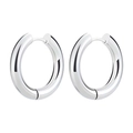 Polished silver stainless steel 4mm hoop earrings with hinge closure on white background - 4*16mm / Steel