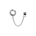 Polished stainless steel ear cuff with chain link connector in a minimalist punk style - Ear Clip Non-Pierced / Steel