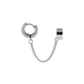 Minimalist silver stainless steel earring featuring a chain linked cuff and stud - Ear Buckle Pierced / Steel