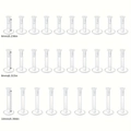 Set of 30 clear acrylic lip piercing retainers in 6mm, 8mm, and 10mm length options - Mixed Specs(6-8-10mm) (30 Pieces/Pack) / Clear