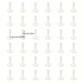 36-piece clear acrylic labret stud set with 1.2mm gauge and 6mm flexible stems - 1.2x6x3mm (30 Pieces/Pack) / Clear