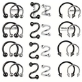 24-piece stainless steel nose rings set in black and silver with 8mm and 10mm sizes - Silver And Black Combination (Assorted Styles)
