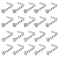 20-piece stainless steel L-shaped nose stud set with sparkling cubic zirconia crystals - L-Shaped Post Style