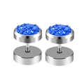 Boucles d'oreilles en acier argenté avec incrustation de pierres druzy bleues - Acier-Bleu Clair
