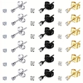 Set of 18 pairs stainless steel stud earrings with round cubic zirconia in three colors - Silver Black and Gold Set