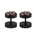 Paar mattschwarze Edelstahl-Ohrstecker mit dunkelvioletten Druzy-Stein Einlagen - Schwarz-Dunkelkaffee