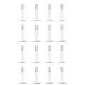 Detailed grid of 16 transparent flexible acrylic bioflex labret studs for body piercing - Long Style Set