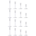 Set of 16 transparent acrylic lip piercing retainers in four different heights on white - Mixed Sizes Set