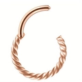 Rose gold stainless steel hinged nose hoop with elegant twisted rope design details - 1.2*6mm / Rose Gold
