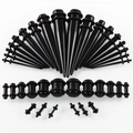 Black acrylic ear stretching kit with tapers and plugs in multiple sizes for body piercing - Tapers And Plugs