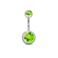 Bananabell Bauchnabelpiercing aus Chirur aus Chirurgenstahl mit leuchtend grünen Zirkonia-Steinen - Silber Stil Grasgrüner Zirkonia