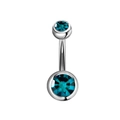 Bauchpiercing mit blauem Zirkon aus poliertem Edelstahl für einen modernen Look - Silber Stil Petrolfarbener Zirkonia