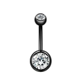 Klassisches Bauchnabelpiercing aus schwarzem Chirurgenstahl mit klaren Zirkoniasteinen - Schwarzer Stil Transparenter Zirkonia