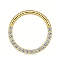 Gold plated 316L stainless steel clicker ring with white zircon stones for nose and ears - Small / Style A Gold