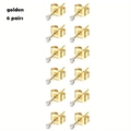 6 pairs of golden stainless steel stud earrings set with round clear cubic zirconia - Gold Set