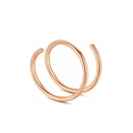 Makroansicht des doppelreihigen Nasenrings aus Roségold-Edelstahl mit poliertem Finish - 0.8*10mm / Roségold