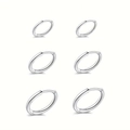 Lot de 3 paires de boucles d'oreilles créoles en acier argenté poli de tailles variées - Ensemble multi-tailles / Acier