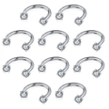 Detail showing 11-piece set of stainless steel circular barbells with zircon studs - Model B Zircon Circular Barbell / 10 Pieces/Pack (1.2x8x3mm) / Silver