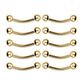 Detailed set of ten gold-colored curved barbells for eyebrow and ear piercings - Model A Curved Barbell / 10 Pieces/Pack (1.2x8x3mm) / Gold