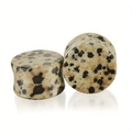 Double flared Dalmatian Jasper stone ear gauges with natural black spotted patterns - 6mm / Dalmatian Jasper