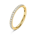 Polished gold 316L stainless steel clicker ring with pave set cubic zirconia crystals - Small / Style C-Gold
