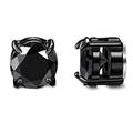Pair of black magnetic stud earrings with round cubic zirconia in a 4-prong setting - Round Black Claw Black Zirconia