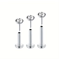 Set di 3 piercing labret in acciaio inossidabile con pietre di zircone cubico - Stile Zirconia Multipla