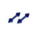 Detailansicht der blau galvanisierten Edelstahl-Kegelhantel Piercing Schmuck Sets - Blau