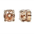 Rose gold magnetic stud earrings with champagne zircon and classic four-prong setting - Round Rose Gold Claw Rose Gold Zirconia