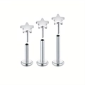 Set di tre piercing labret in acciaio inossidabile lucido con design a stella - Stile Metallo Stella